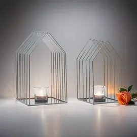 Marrakesch Orient & Mediterran Interior 2er Set Skandinavische Deko Windlicht Teelichthalter Carlon Grau
