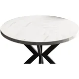 Feldmann-Wohnen Esstisch Edder (mit 2 Erweiterungsstücken und Metallgestell, 1-St., moderne Optik, Tischplatte rund ausziehbar), 100 / 176cm ausziehbar Bianco Marmor weiß