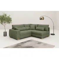 Ecksofa MR. COUCH "Helena L-Form", grün, B:227cm H:68cm T:190cm, Stripes (92% Polyester / 8% Nylon), Sofas, Mit Federkern, wahlweise mit Bettfunktion und Taschenfederkern