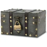 Forbabe Schatztruhe Holz, 18 X 11 X 10cm - Vintage Schatzkiste mit Schloss Piraten Schatztruhe Kinder, Geschenk Truhe Schatztruhe Hochzeit für Aufbewahrung Dekoration