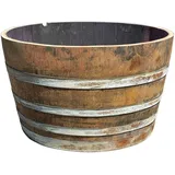 Temesso Großes 250L rustikales Weinfass aus Eichenholz, Holzfass halbiert - Als Pflanzkübel oder Teichfass (Naturbelassen - ohne Zubehör)