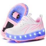 flintronic 1 Paar Rollschuhe, Kinder Rollschuhe, LED Rollschuhe, Verstellbar Rollschuhe Damen, 4 Größen verstellbar, für Mädchen, und Anfänger, EU31 - 31 EU
