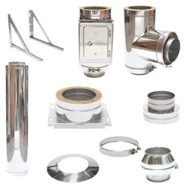 ASTEC Edelstahlschornstein Bausatz Doppelwandig DN 150 mm Edelstahl Sanierung transparent/weiß