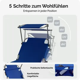 CASARIA Sonnenliege 2er-Set 200 x 60 x 30 cm Blau