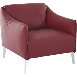 W.Schillig Cocktailsessel "sally", rot (ruby rot z59), B:84cm H:78cm T:84cm, Longlife Xtra-Leder Z59: Glattleder mit modischer Prägung. Hautstärke 0, 9 - 1, 1 mm., Sessel, Cocktailsessel, mit Metall-Winkelfüßen in Silber matt