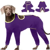 IECOii Hundebody nach OP,Genesungsanzug Hund nach Kastration,Wundschutzanzug mit Leckschutz,OP Body Hund,Halskrause Alternative für Rüde und Hündin,Recovery Suit Hund,Lila,3XL