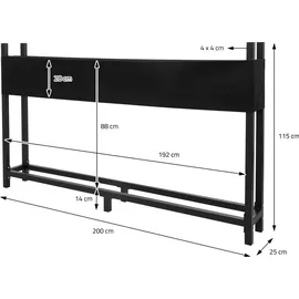 ML-Design Kaminholzregal Metall mit Abdeckung 200 x 25 x 115 cm Anthrazit