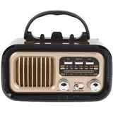 Vintage Retro Radio Tragbarer Solarantrieb Wiederaufladbar AM -FM -Radio für Outdoor Camping (Schwarz)