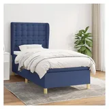 vidaXL Boxspringbett mit Matratze Blau 180x200 cm Stoff