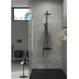 Kludi DIVE Thermostat Dual Shower System, horizontal und vertikal verstellbarem Rohr, 6907939-00 mit Handbrause DIVEx3S, mattschwarz