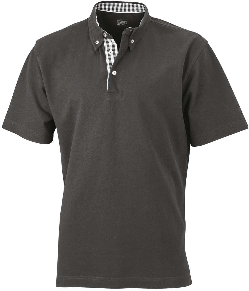 James & Nicholson Men ́s Plain Polo-Shirt, graphite/graphite/white, S