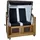 Strandkorb-King Strandkorb Teak 2 Sitzer Voll-Liegemodell Kunstleder schwarz / weiß,