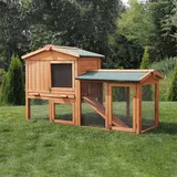 MyAnimal Hasenstall MH-03 | Hasenkäfig Zweistöckig - Freilaufgehege - Kaninchen Stall - 4 Türen - Kleintierstall - Wetterfest - Wasserabweisende... - Braun
