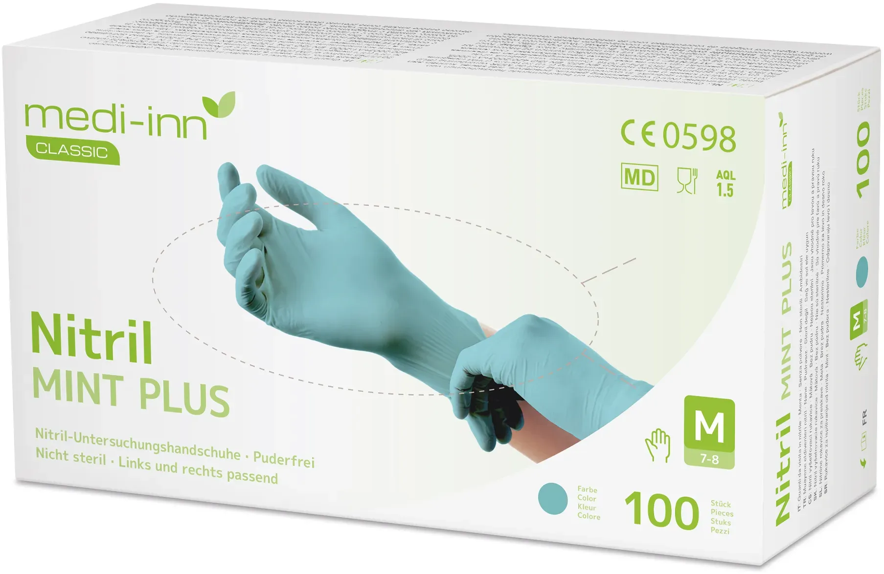 Medi-Inn Einmalhandschuhe Nitril Mint Plus, puderfrei VE 1000 Stück L