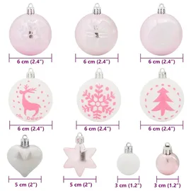 vidaXL Weihnachtskugel-Set 40 pcs Weiß und Rosa Kunststoff