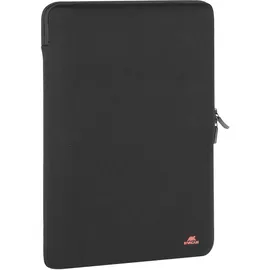 RivaCase® Rivacase vertikale Laptophülle Sleeve - Wasserabweisende und ultraleichte Notebooktasche - kompakte Damen und Herren Aktentasche für Laptops - Stoßfeste Slim Laptop-Schutzhülle (Schwarz, 15.6 Zoll)