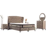 Luxusbett mit schlichtem Design gesteppter Oberfläche und niedrigem Rahmen