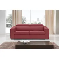 Schlafsofa EGOITALIANO "Cabiria, Design und super Sitz- und Liegekomfort", rot (kirschrot), B:226cm H:97cm T:103cm, Leder »BULL« (echtes Rindsleder). Geschliffenes, pigmentiertes und behandeltes Rindsleder mit einer Dicke von 1, 3-1, 5 mm. Dieses Leder zeigt eine ziemlich weiche Hand mit einem halb undurchsichtigen Aussehen. Es handelt sich um ein geschütztes Leder. Eine leichte Deckschicht schützt sie vor Flecken, ohne ihre ursprünglichen Eigenschaften zu verändern. Die geschützten Leder kombinieren die