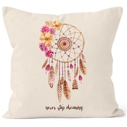 Autiga Dekokissen Kissenbezug Traumfänger Blumen Flower Dreamcatcher Boho Bohamian Watercolor Kissen-Hülle Deko-Kissen Autiga® beige