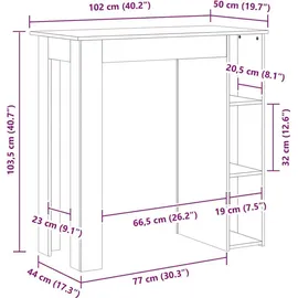 vidaXL Bartisch mit Regal 102 x 50 x 103,5 cm Grau