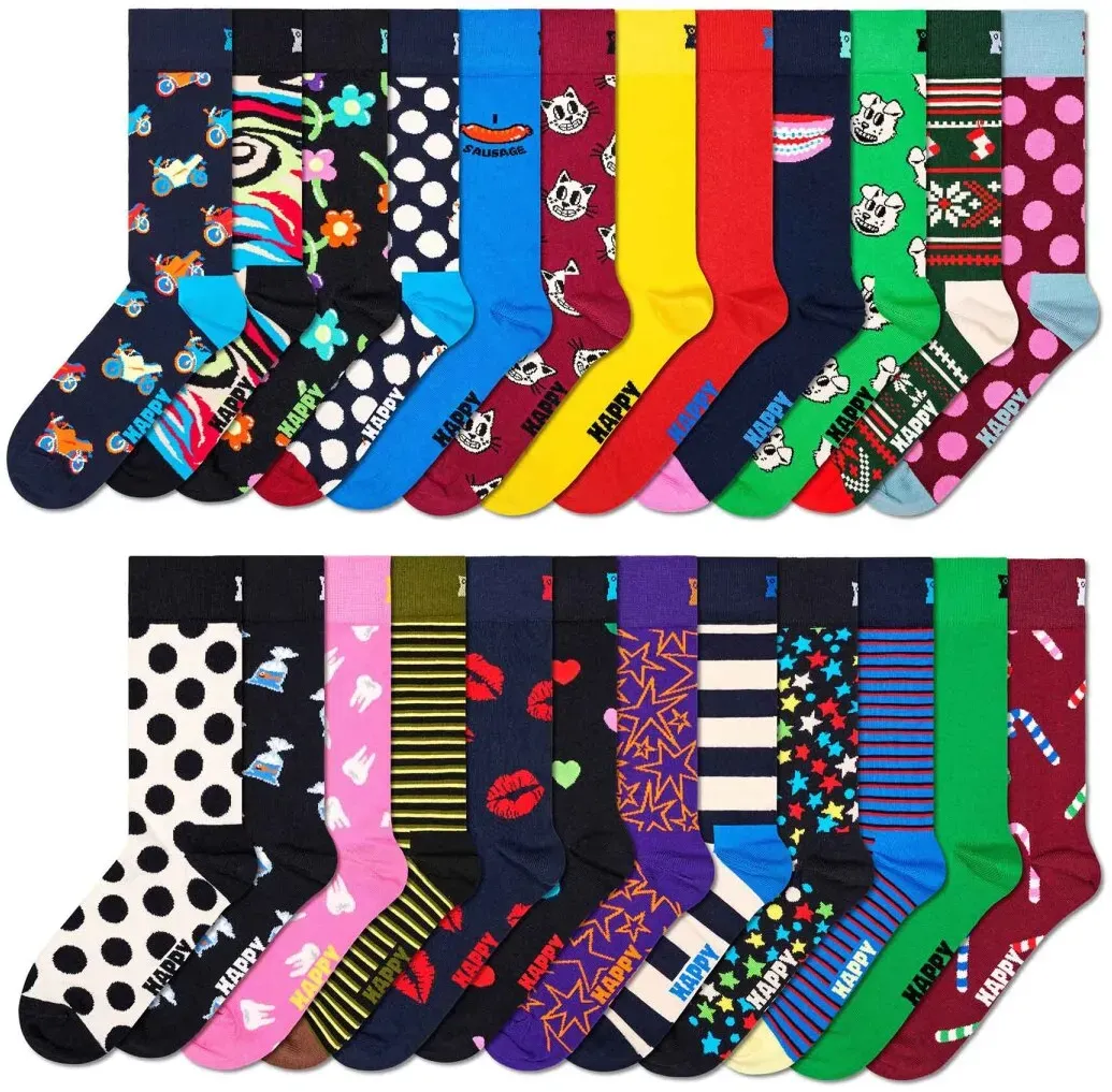 Happy Socks Unisex Adventskalender, 24er Pack - XMAS, Adventskalender, Geschenkbox Happy Holidays 41-46