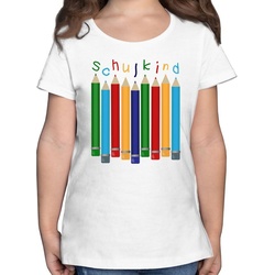 Shirtracer T-Shirt Schulkind Buntstifte Einschulung Mädchen weiß 152 (12/13 Jahre)