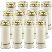 DecoLite: 12 Grabkerzen Memoriam Nr. 6 - Grabkerzen mit 7 Tage Brenndauer, Grabschmuck Wetterfest, mit Deckel | von Aeterna - Friedhofskerzen, Trauerkerzen Angebot - Weiß