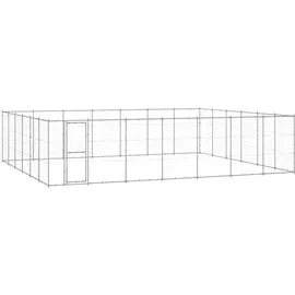 vidaXL Outdoor-Hundezwinger 50,82 m2 Stahl Silber