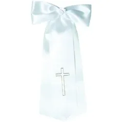 Schleife Satin weiß 566035.004 f.Komm Kerzen
