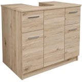 Mama Store Unterschrank mit 2 Türen und 2 Schubladen, Eiche Natur, L 70 cm x T 46 cm x H 62 cm