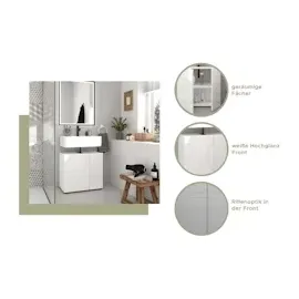 inn.furn Waschbeckenunterschrank weiß Hochglanz 60 x 56 cm Larik in Badezimmer Unterschrank