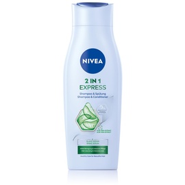 NIVEA 2in1 Express Shampoo & Spülung, intensive Haarpflege mit Aloe Vera und Glanz Serum, & Spülung für Pflege