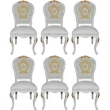 Casa Padrino Esszimmerstuhl Pompöös by Luxus Barock Esszimmerstühle mit Krone Weiß / Gold - Pompööse Barock Stühle designed by Harald Glööckler - 6 Esszimmerstühle - Barock Esszimmermöbel