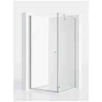 IMPTS Eckdusche Duschkabine Eckeinstieg Pendeltür Komplett set, BxT: 80x80 cm, Sicherheitsglas, Set, mit hochwertigen Aluminiumprofilen in Chrome, mit Duschwanne, Duschtür mit Seitenwand, Inkl. Duschwanne & Ablauf 80 cm x 185 cm x 80 cm