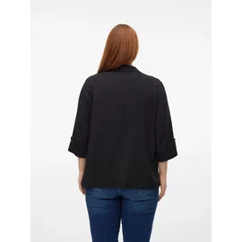 Vero Moda Curve "VMCJESMILO 3/4 BLAZER WVN GA NOOS CUR", Damen, Gr. 48, schwarz, Web, Obermaterial: 55% Viskose, 45% Leinen, unifarben, V-Ausschnitt, Blazer Kurzblazer