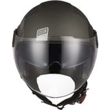 ORIGINE Motorradhelm Jethelm Roller Helm Scooter Helm Chopper Helm Moped Mofa Helm mit Doppelvisier ECE Zertifizierung (Track Black Titanium,S)