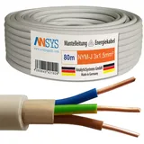 TechMech 80m NYM-J 3x1,5 mm2 Mantelleitung Feuchtraumkabel Elektrokabel Kupfer Made in Germany