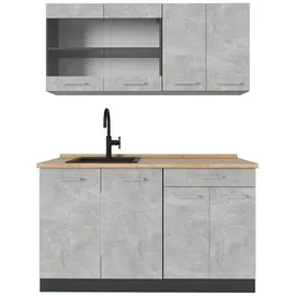 Vicco Küchenzeile R-Line 140 cm Beton/Anthrazit
