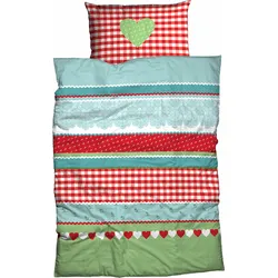 Bettwäsche »Herz-Karo«, niedlichem Herz-Karo Design, 37815554-0 rot/grün 1 St.