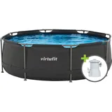 VirtuFit Rundes Frame Pool - Rahmen Pool - 244 cm - Einfach aufzubauen - Inklusive Filterpumpe und Kartusche - Schnelle Installation