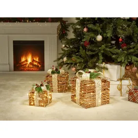 Beliani LED TISSO Weihnachtsgeschenke 20/25/30 cm Braun