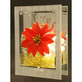 I.GE.A. LED-Dekofigur I.GE.A. "Dekoobjekt aus Glas mit LED Licht", rot, B:16cm H:21cm, Glas, Dekofiguren, Mit Weihnachtsstern Engelshaar Tannengrün Weihnachtsdeko Deko Geschenk