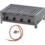 BSR-Grillen 4-flammiger Profi Gasgrill aus Edelstahl, stufenlos regelbar, Gasbräter, Gastrogrill, Gastrobräter mit Gasschlauch und Druckminderer (18,0 kW | Edelstahl Grillrost)