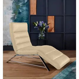 W.Schillig Relaxliege daily dreams Leder/Polyester 75 x 91 x 170 cm Beige mit Kissen