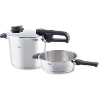 Fissler Vitavit Premium / Schnellkochtopf-Set, 2-teilig (6 L und 2,5 L - Ø 22 cm) Edelstahl-Dampfkochtopf & Bratpfanne, 2 Garstufen - Induktion