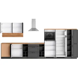 kochstation Winkelküche L-Form 240 cm grau