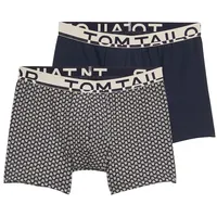 Tom Tailor Herren Mittellange Boxer im 2er-Pack, blau, Print,