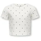 only & kids Damen Kogbella Life Short AOP S/S Top JRS Noos, Cloud Dancer, 134-140 EU - 134-140