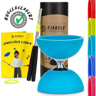 Diabolo Freizeitsport Diabolo (türkis), mit kugelgelagerter Achse - inkl. Alu-Handstäben, Ersatzschnur, Anleitung und Geschenkverpackung