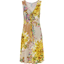 Jerseykleid, mit Alloverdruck und Bindeband, Trägerkleid, Strandkleid, sommerlich, Gr. 42 - N-Gr, sand-gelb bedruckt, , 74460719-42 N-Gr